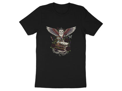 Wisdom & Time Owl T-Shirt - Hourglass & Antique Books Art