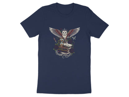 Wisdom & Time Owl T-Shirt - Hourglass & Antique Books Art