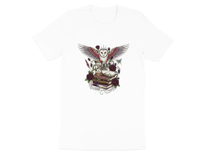 Wisdom & Time Owl T-Shirt - Hourglass & Antique Books Art