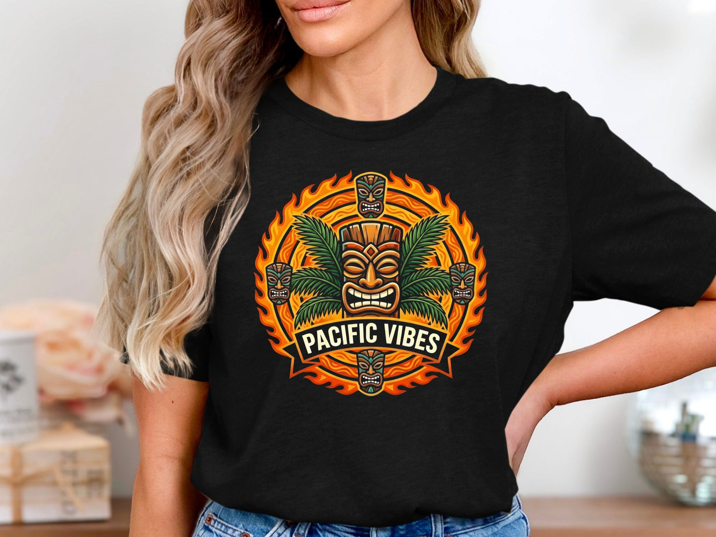 Pacific Vibes Tiki Mask Tropical Men's Tee