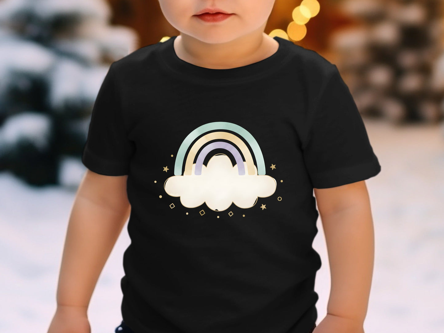 Pastel Boho Rainbow & Cloud Graphic Tee