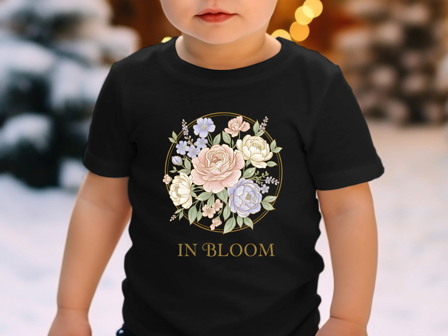 In Bloom Pastel Rose Gold Circle T-Shirt