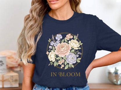 In Bloom Pastel Rose Gold Circle T-Shirt