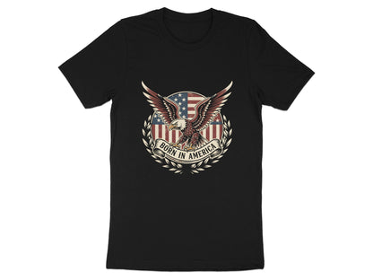 Bold Eagle Shield Patriotic Emblem Black T-Shirt