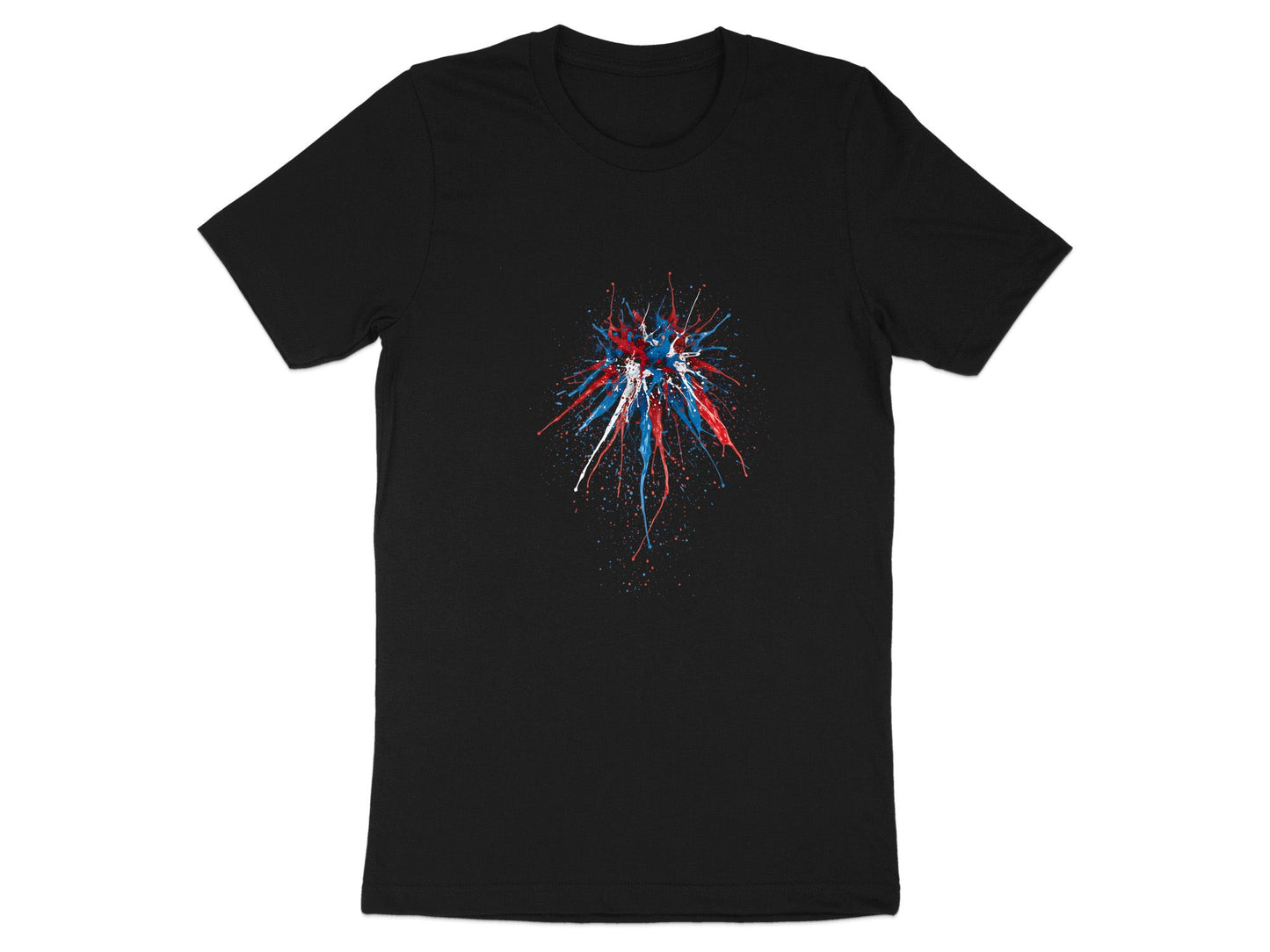 Red and Blue Paint Splatter Burst T-Shirt