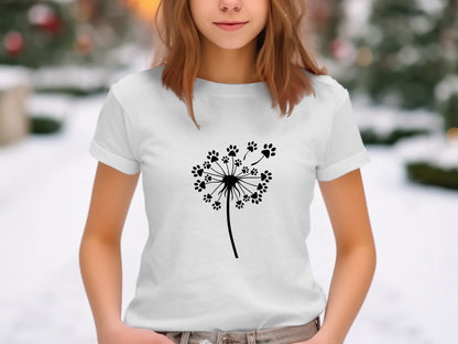 Dandelion Paw Prints Whimsical Pet Lover T-Shirt