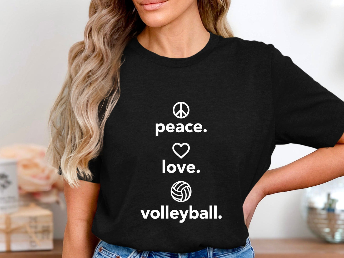 Peace Love Volleyball Vertical Icons T-Shirt