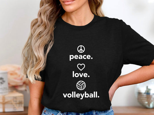 Peace Love Volleyball Vertical Icons T-Shirt