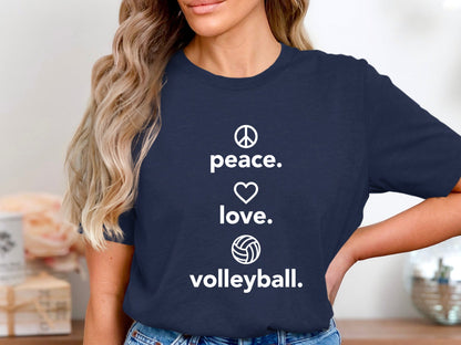 Peace Love Volleyball Vertical Icons T-Shirt