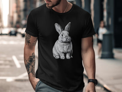 Rabbit Pencil Sketch Men's Cotton T-Shirt