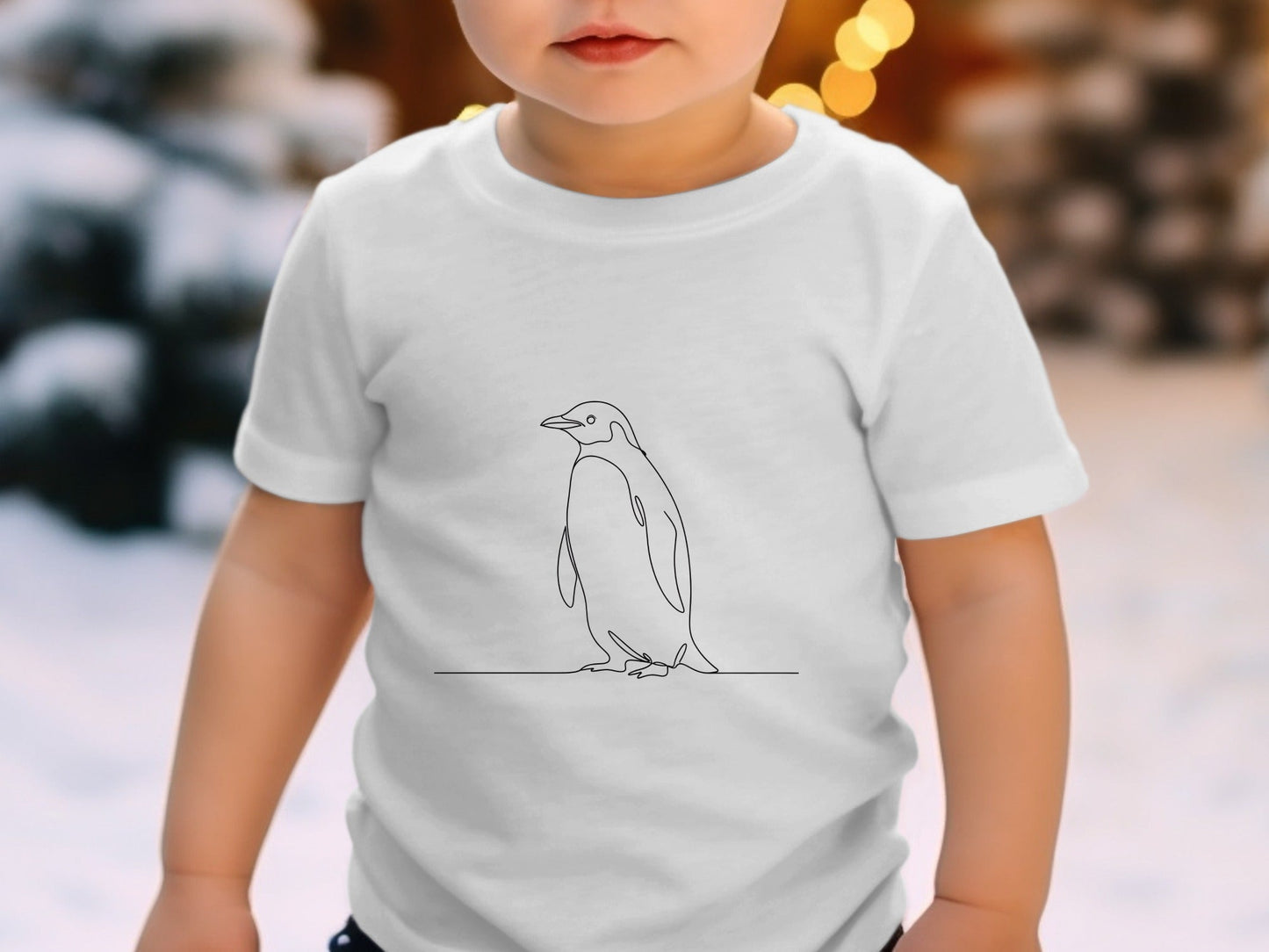 Minimalist Penguin Line Art T-Shirt - Simple Modern Style