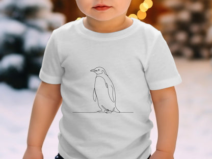 Minimalist Penguin Line Art T-Shirt - Simple Modern Style