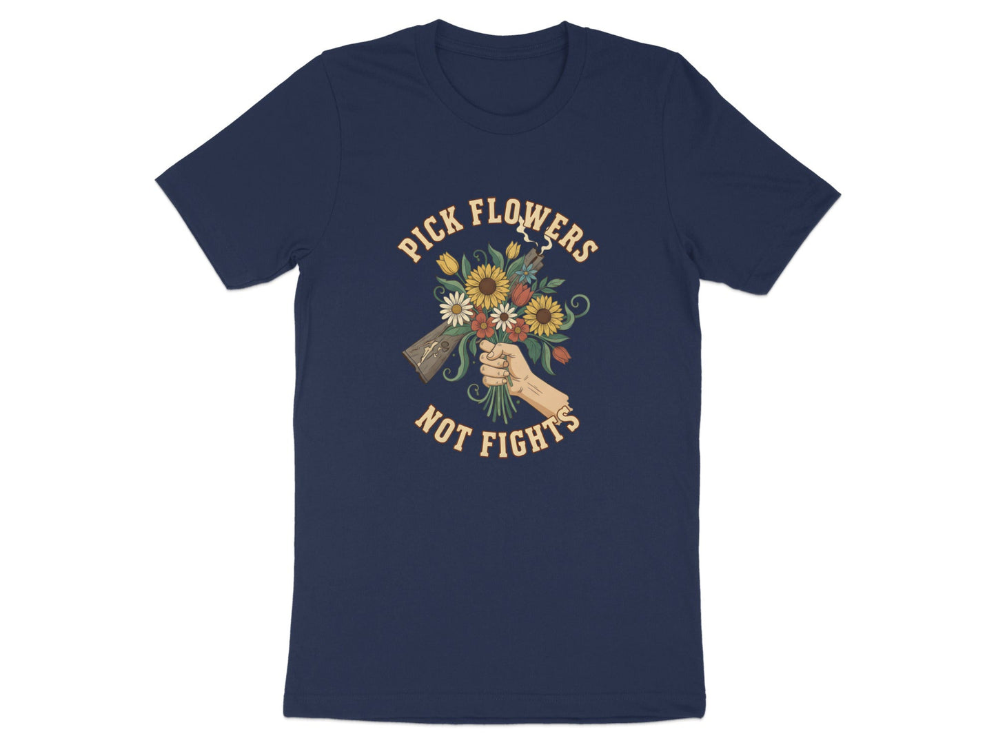 Pick Flowers Not Fights T-Shirt - Anti-War Graphic Tee