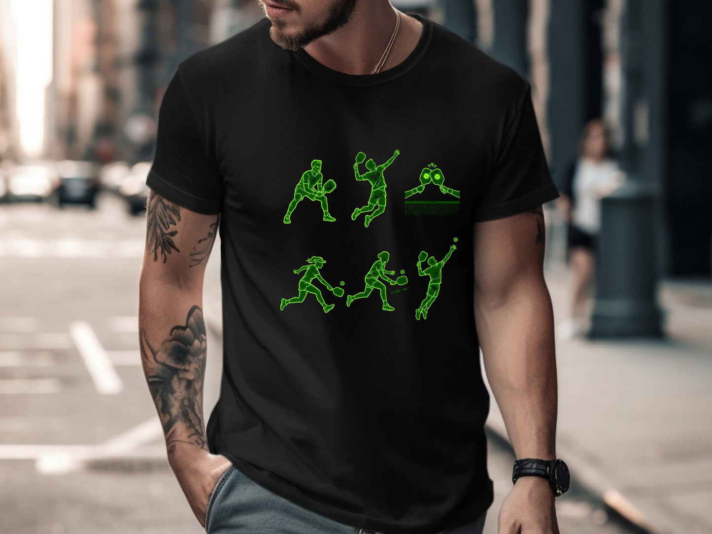 Pickleball Player Silhouettes Action Graphic Tee