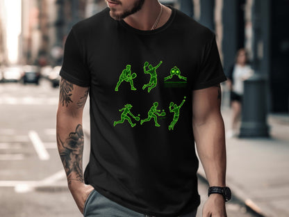 Pickleball Player Silhouettes Action Graphic Tee