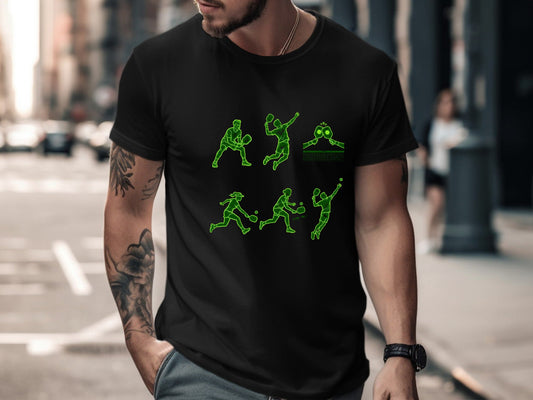 Pickleball Player Silhouettes Action Graphic Tee
