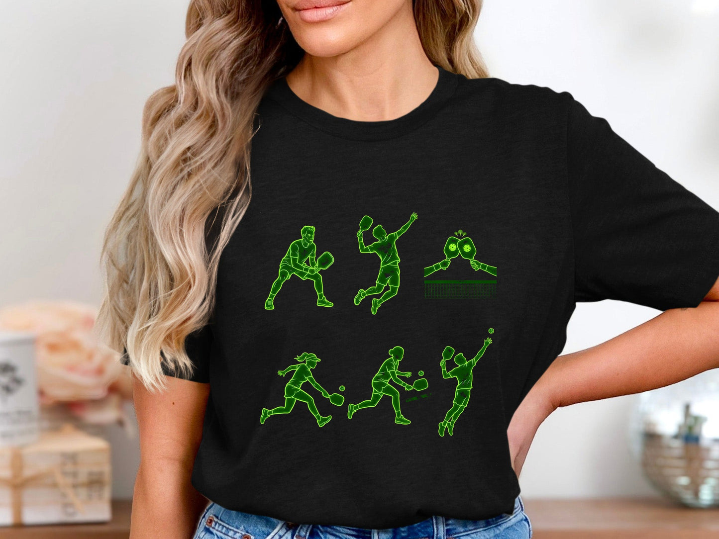 Pickleball Player Silhouettes Action Graphic Tee