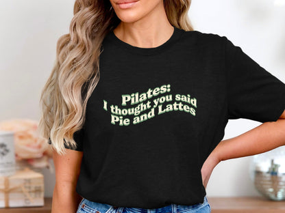 Pie and Lattes Pilates Graphic Tee - Retro Green