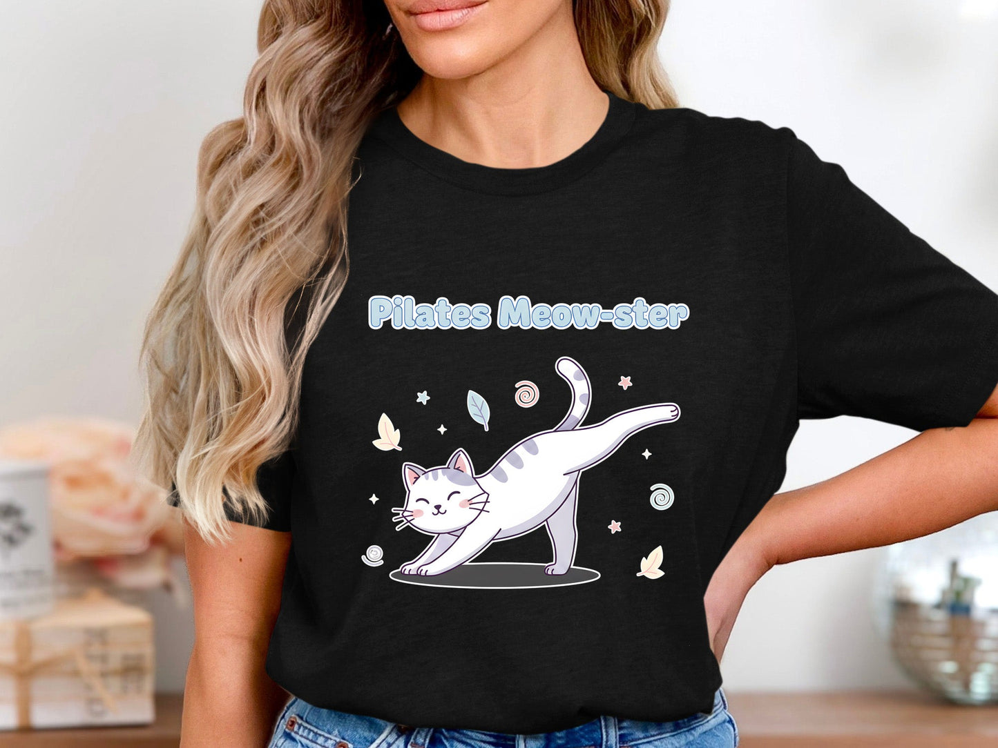 Pilates Meow-ster Cat Graphic T-Shirt - Kawaii Style