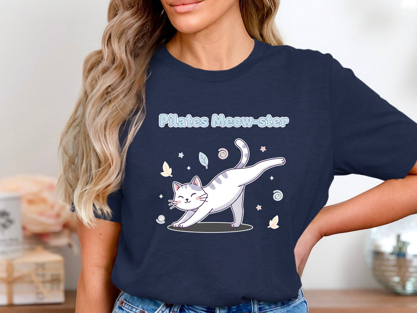 Pilates Meow-ster Cat Graphic T-Shirt - Kawaii Style