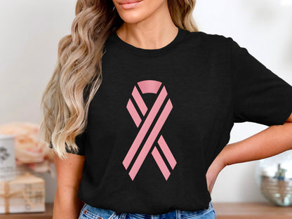 Modern Pink Awareness Ribbon T-Shirt