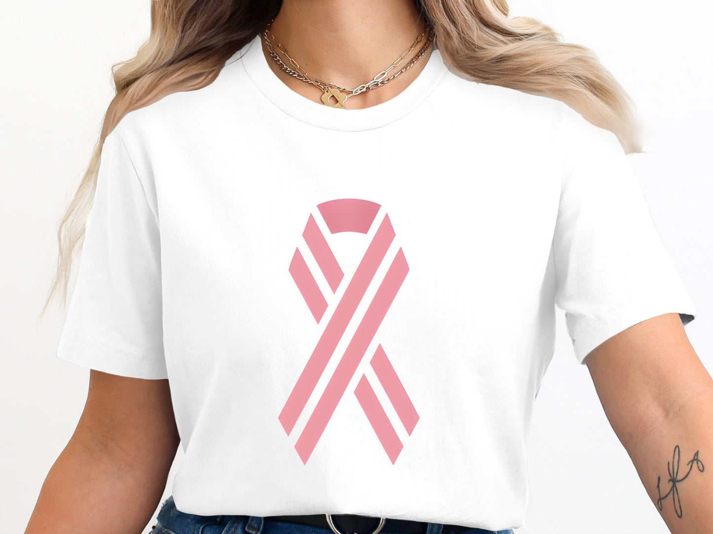 Modern Pink Awareness Ribbon T-Shirt