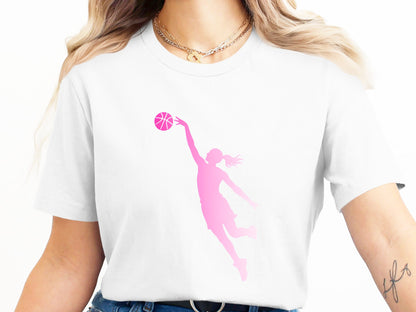 Women's Basketball Pink Silhouette Slam Dunk Tee