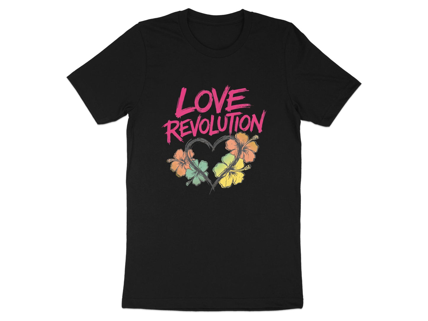 Love Revolution Floral Heart Graphic T-Shirt