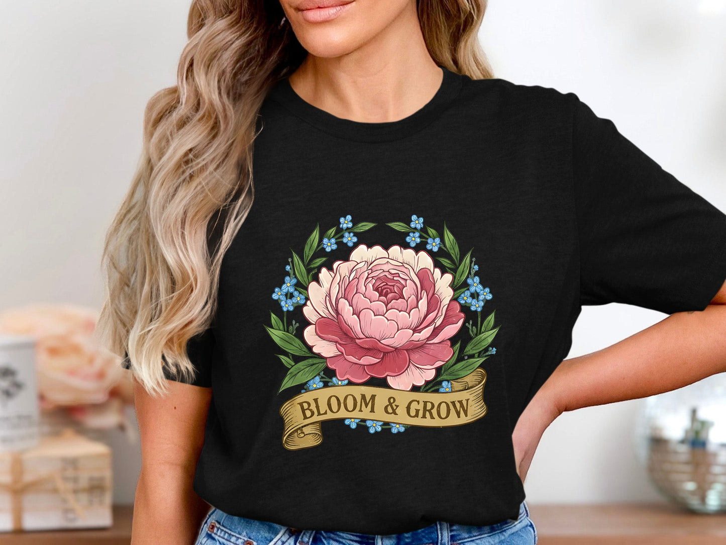 Bloom & Grow Peony Ribbon Floral T-Shirt