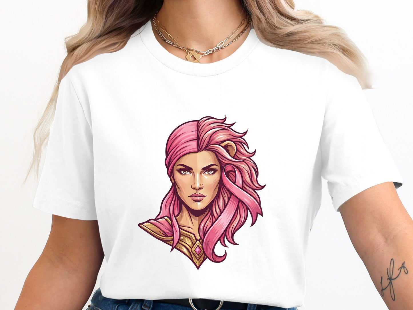 Pink Ribbon Lioness Warrior Graphic Tee