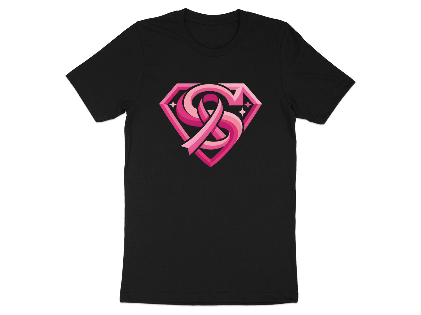 Pink Ribbon Superhero 'S' Shield T-Shirt