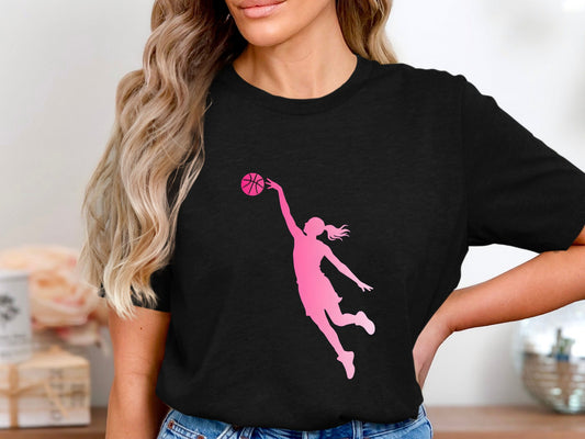 Women's Basketball Pink Silhouette Slam Dunk Tee