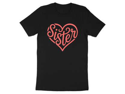 Classic Sister Pink Heart Tee - Minimalist Sibling Graphic Top