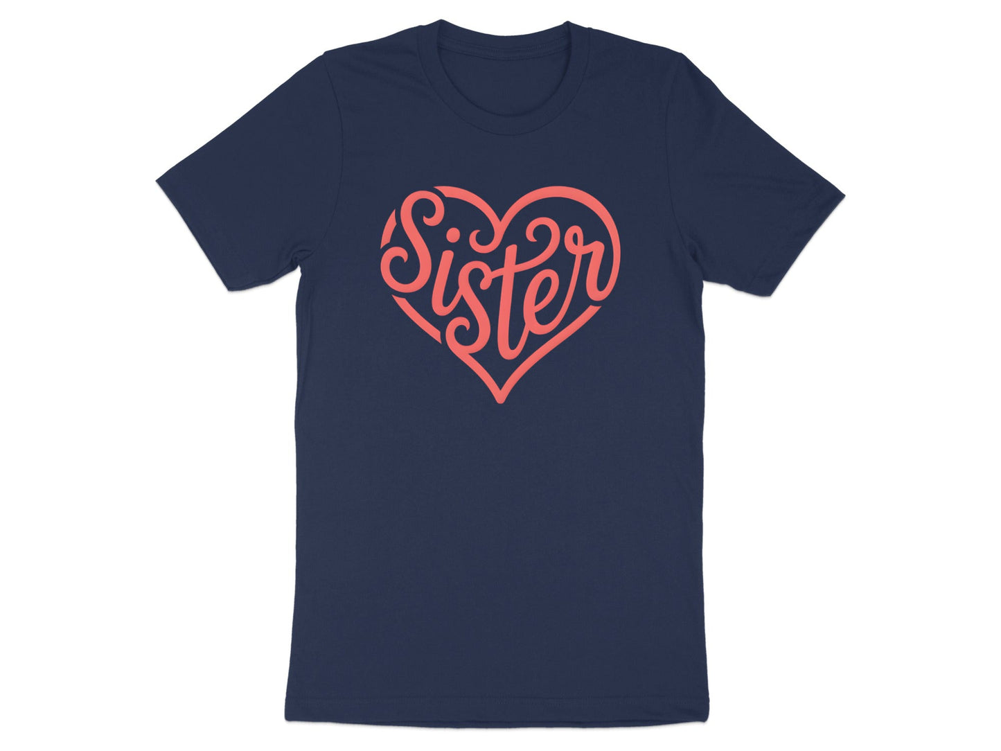 Classic Sister Pink Heart Tee - Minimalist Sibling Graphic Top
