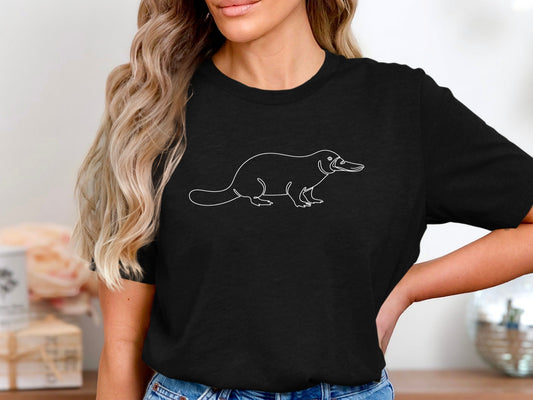 Minimalist Platypus Single Line Drawing T-Shirt | Modern Nature Tee