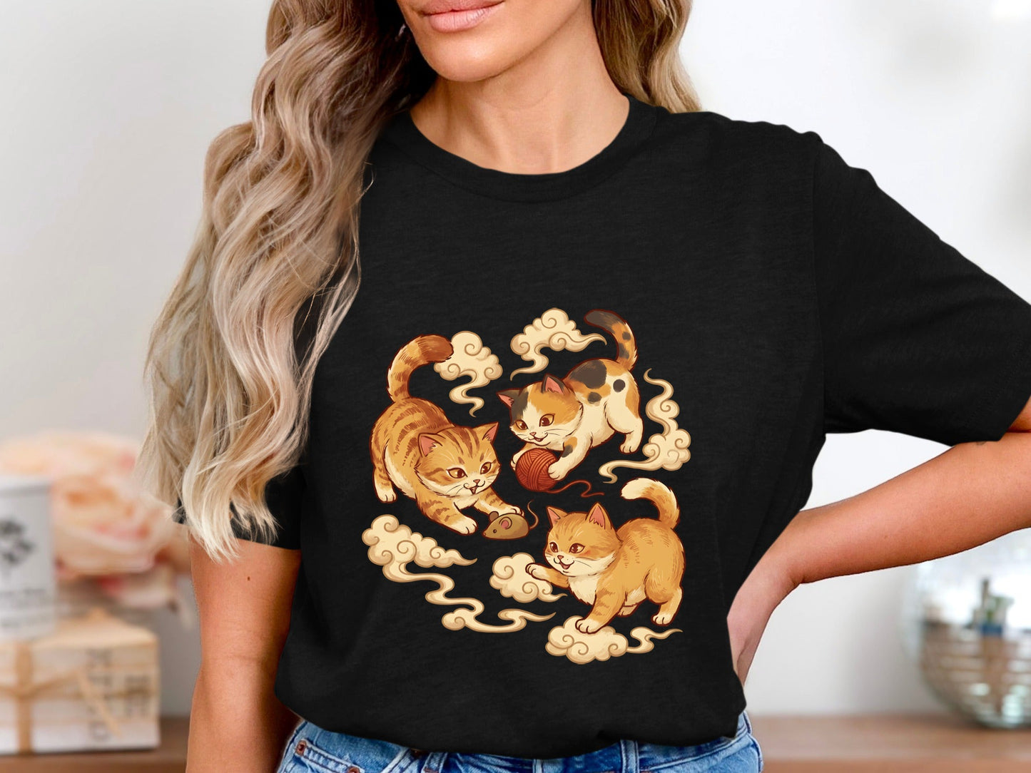Playful Kittens & Golden Clouds T-Shirt