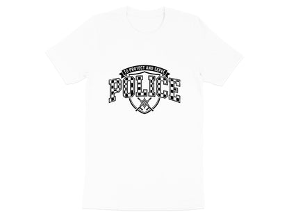 To Protect and Serve Police Emblem T-Shirt - Checkerboard Logo