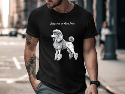 Elegance On Four Paws Poodle Pencil Sketch Graphic Tee