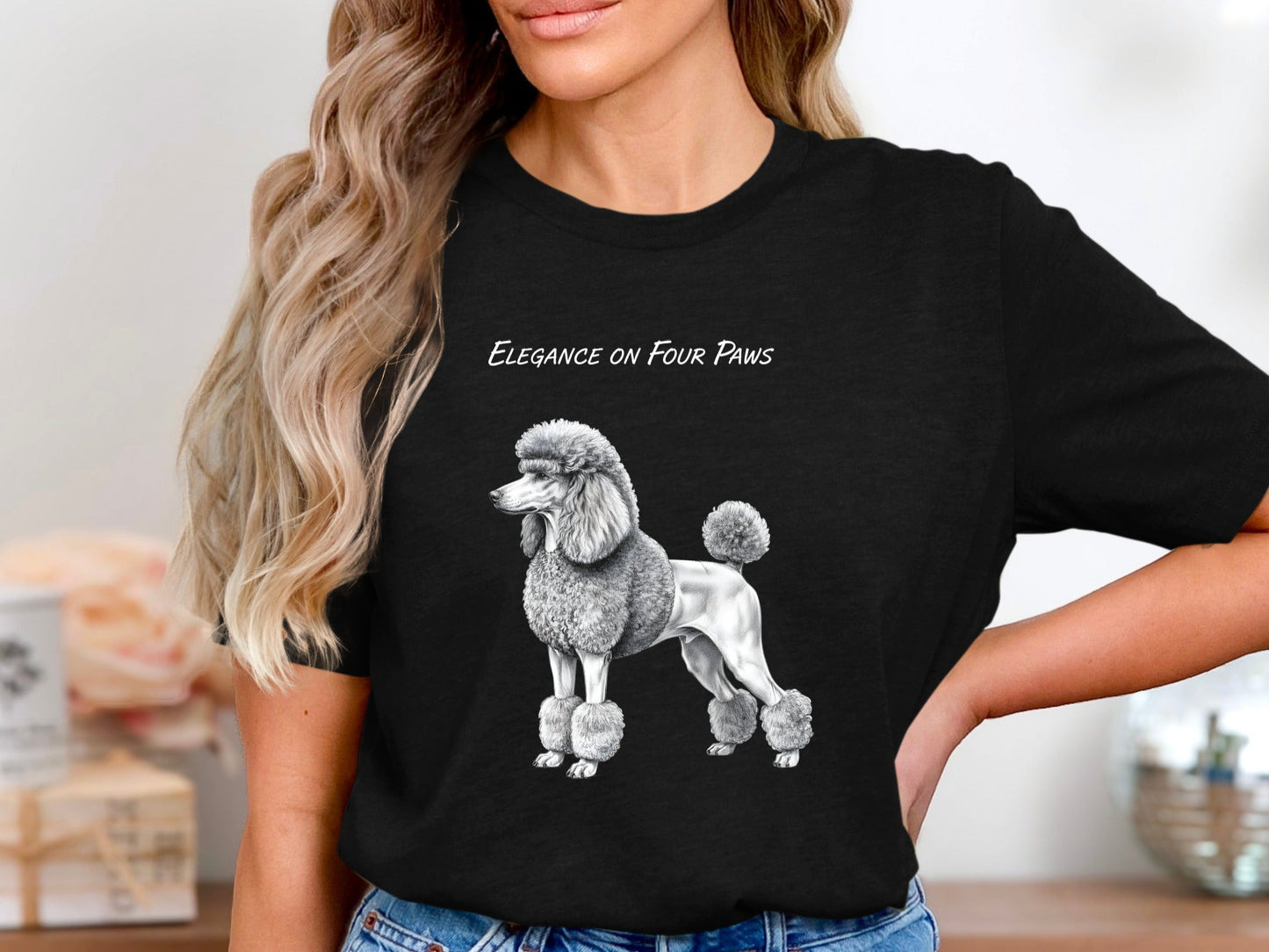 Elegance On Four Paws Poodle Pencil Sketch Graphic Tee