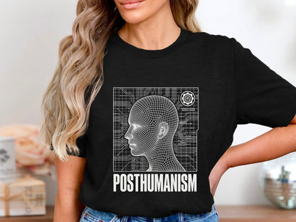 Posthumanism Wireframe Blueprint T-Shirt