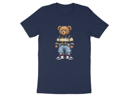 Preppy Teddy Bear Fashion Illustration Black T-Shirt