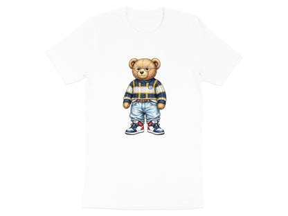 Preppy Teddy Bear Fashion Illustration Black T-Shirt