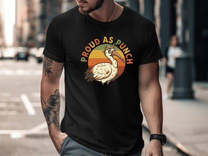 Proud As Punch Pelican T-Shirt - Black / Aussie Humor Pride