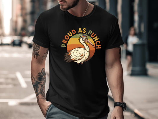 Proud As Punch Pelican T-Shirt - Black / Aussie Humor Pride