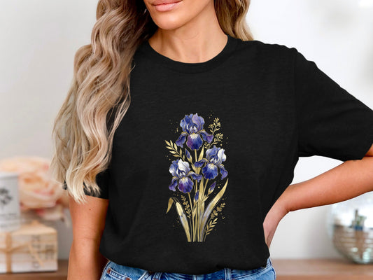 Golden Iris Midnight Botanical T-Shirt