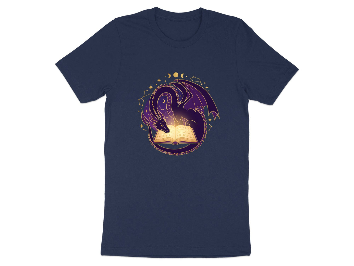 The Scholar's Dragon T-Shirt - Mystical Purple Library Tee