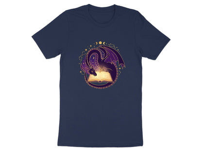 The Scholar's Dragon T-Shirt - Mystical Purple Library Tee