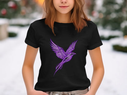 Ethereal Purple Phoenix Rising Graphic T-Shirt