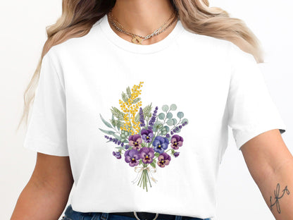 Native Bouquet Watercolor T-Shirt - Black / Australian Pride