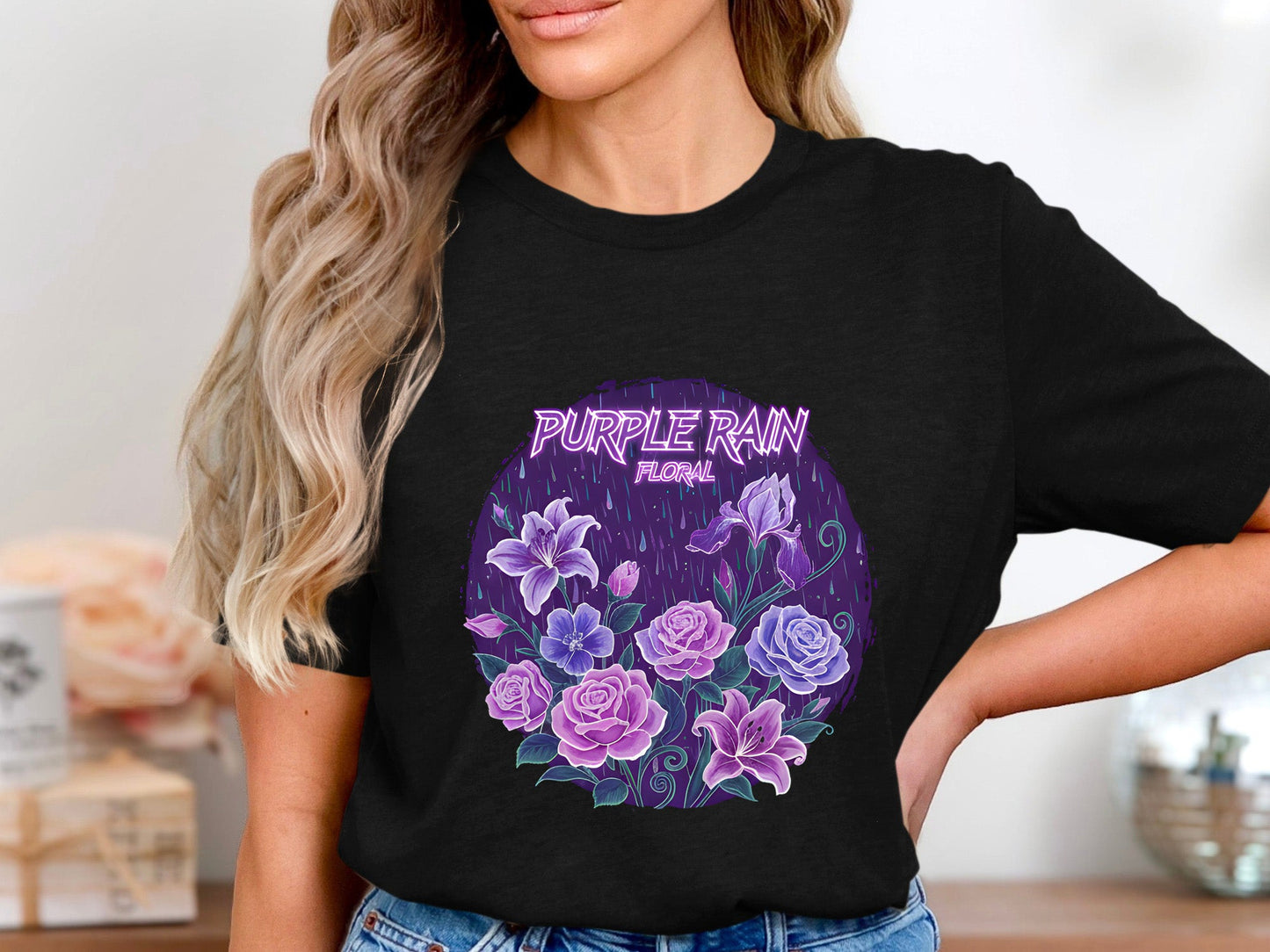 Purple Rain Floral Purple Roses & Lilies T-Shirt